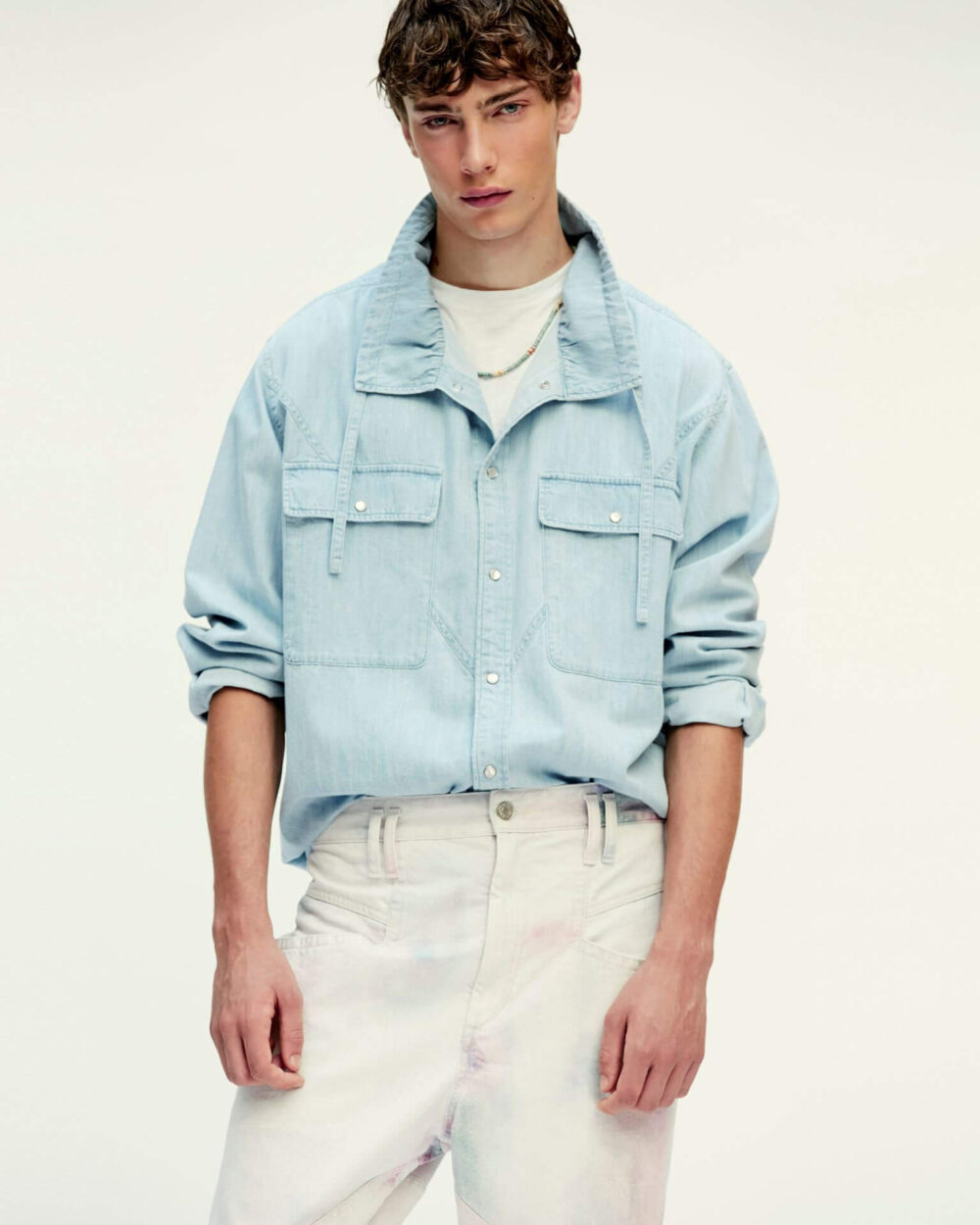 Leather varsity jacket in green with badging and contrast sleeves - Image 2